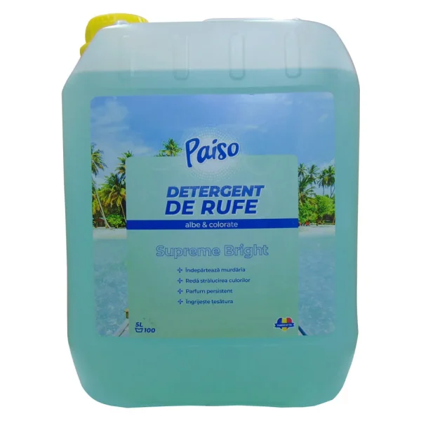 detergent lichid de rufe paiso supreme bright 5 litri cu 166 de spalari