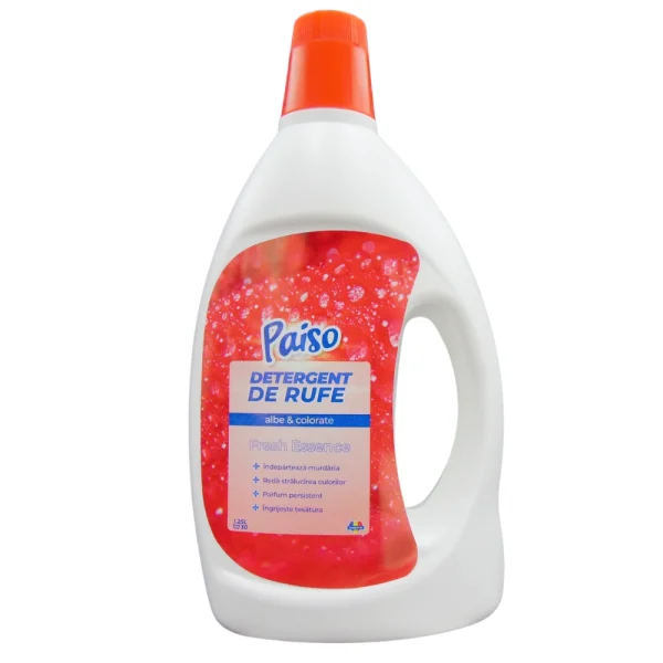 Detergent lichid de rufe profesional Paiso - Fresh Paradise pentru haine albe & colorate, 30 spalari, 1.25 litri