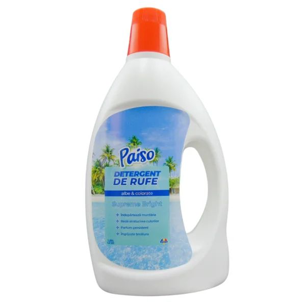 Detergent lichid de rufe profesional Paiso - Supreme Bright pentru haine albe & colorate, 30 spalari, 1.25 litri