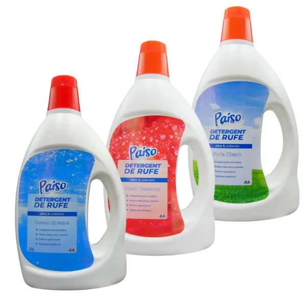 Pachet promo 3x1,25L detergent rufe lichid Paiso Ocean Breeze, Pure Clean, Fresh Essence